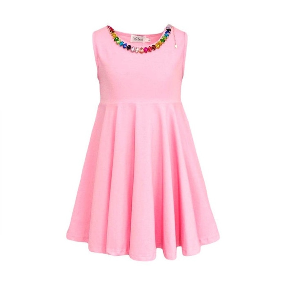 Lola + The Boys Pink Rainbow Gems Tank Dress Size 6